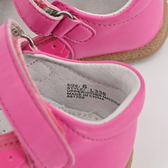 ANGEL Toddler Girl Ruffle Scalloped Mary Jane Pink Closed Toe Ankle Strap Size 6 - Picture 10 of 12